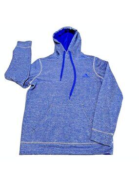 Women's Medium Adidas Climawarm Pullover Hoodie Sweatshirt Thumbholes Blue